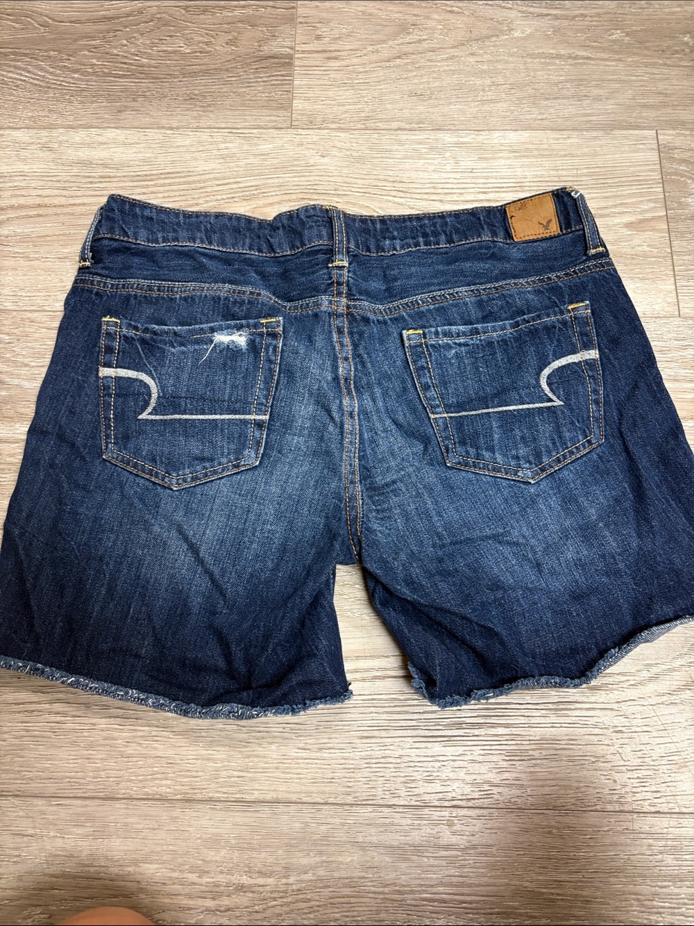 American Eagle Outfitters Women's Dark Blue Denim Cutoff Shorts